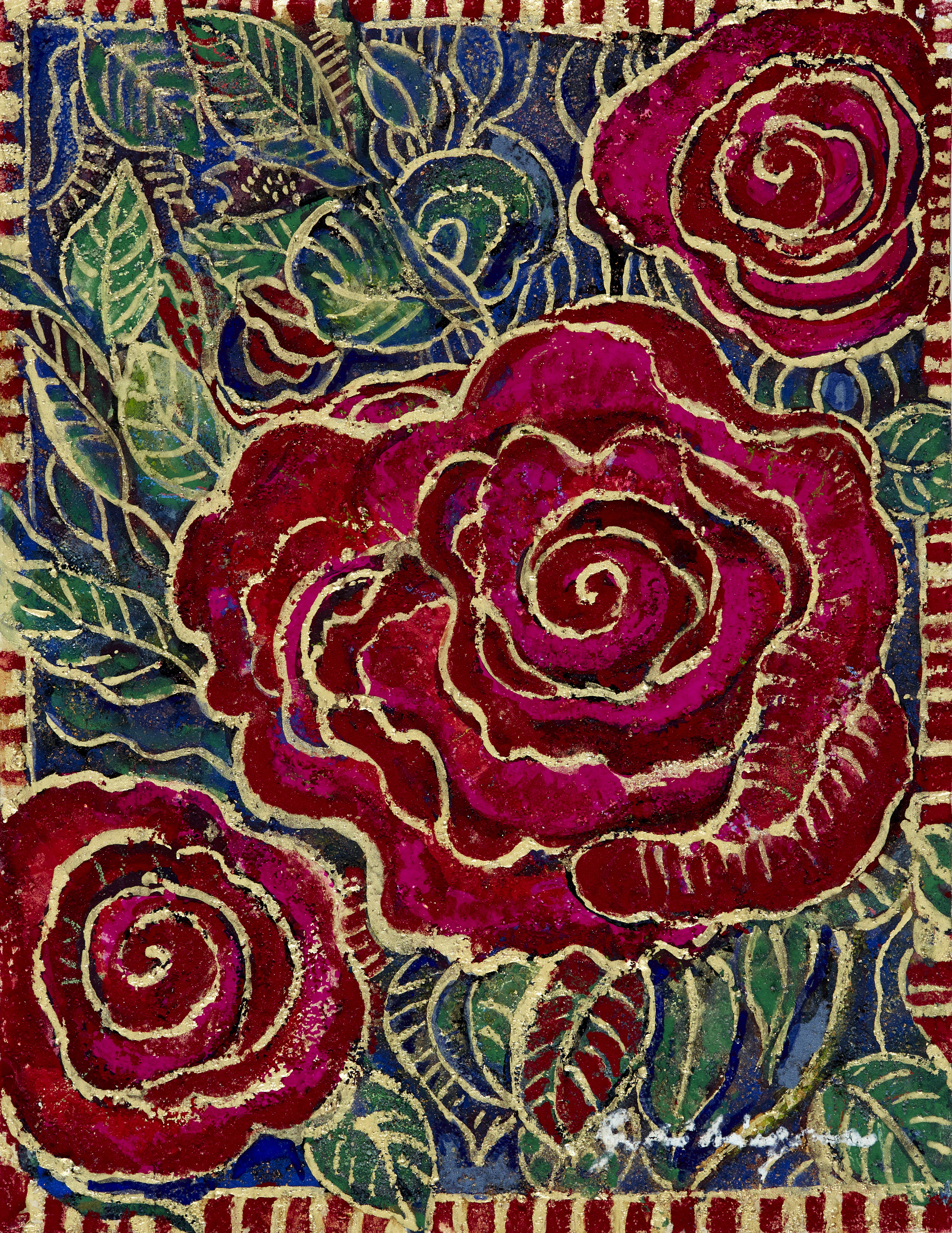 「一輪の薔薇と、近寄る昆虫」（未来絵画） 一輪の薔薇と、近寄る昆虫」（未来絵画） 立体アート「一輪の薔薇と